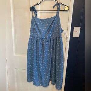 ARULA Blue Floral Tie-Strap Girls Dress